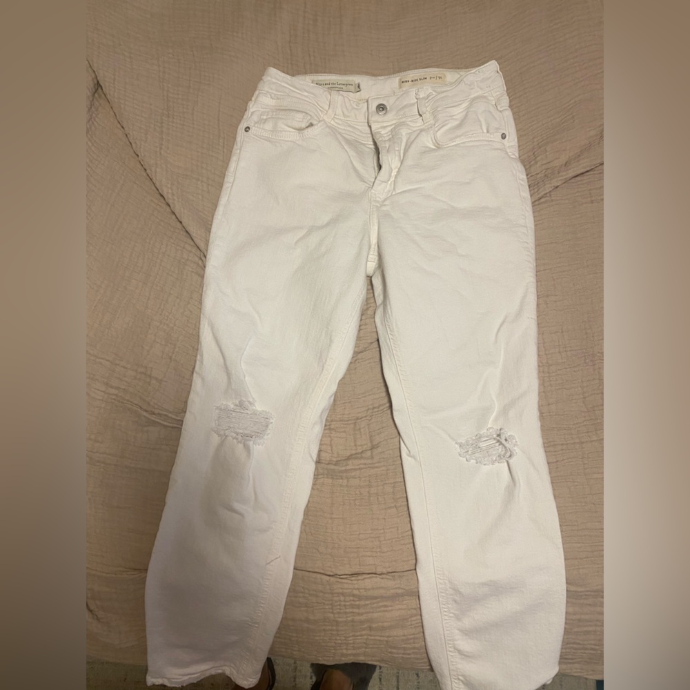 Anthropologie Brand white high rise slim jeans.